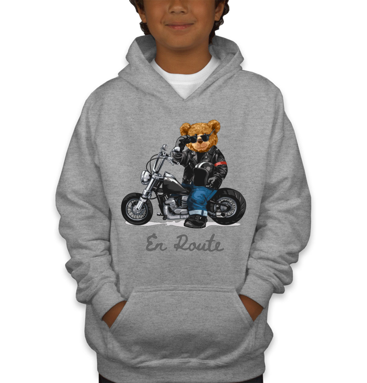 Teddy Bear Biker Youth Hoodie