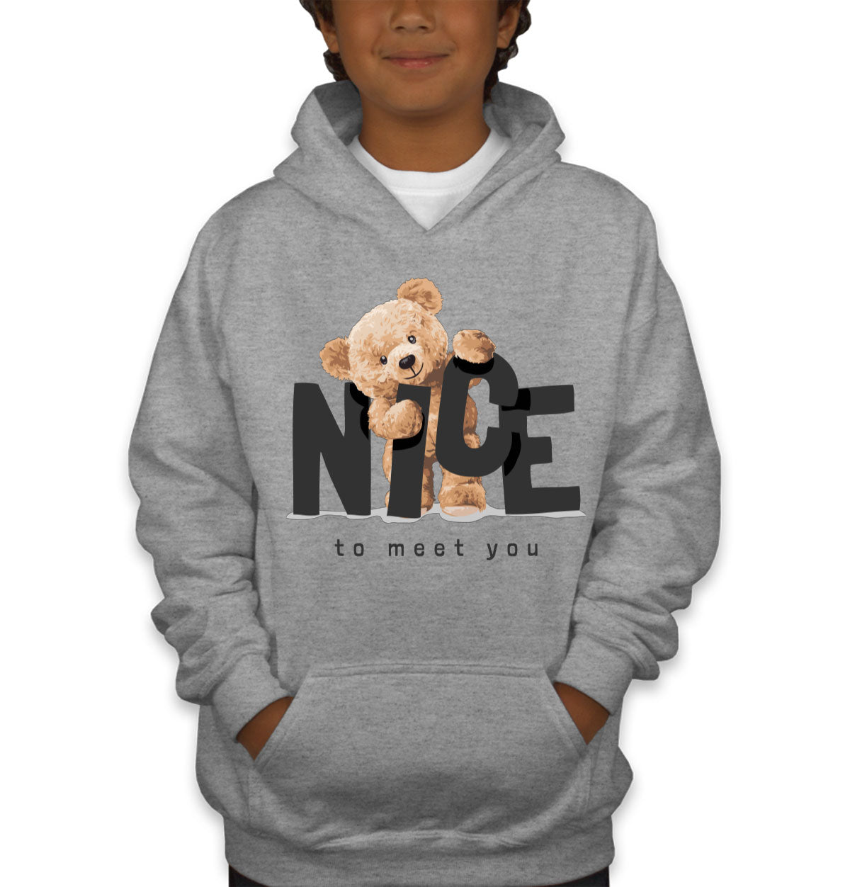 Teddy Bear Nice To Meet You Youth Hoodie