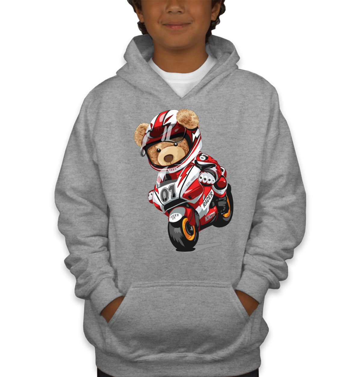 Teddy Bear Motorcycle Youth Hoodie