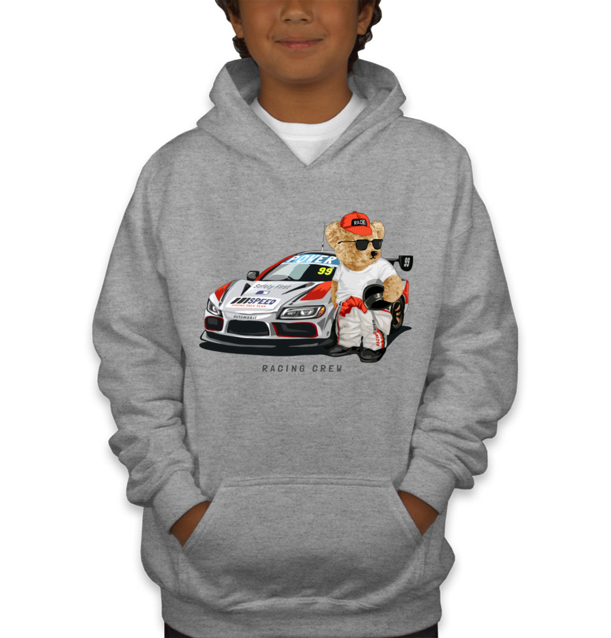 Teddy Bear Racing Crew Youth Hoodie