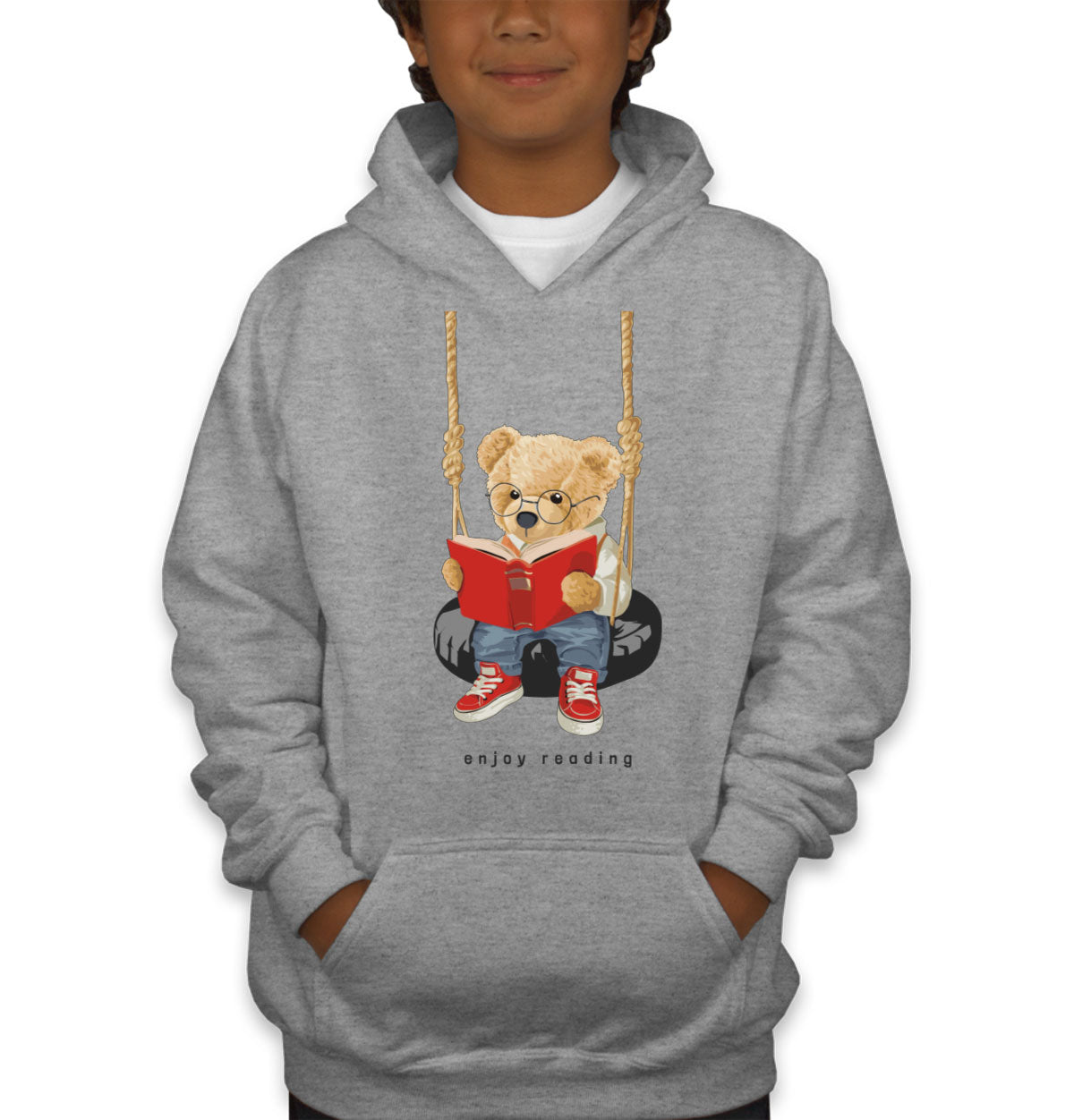 Teddy Bear Reading Youth Hoodie