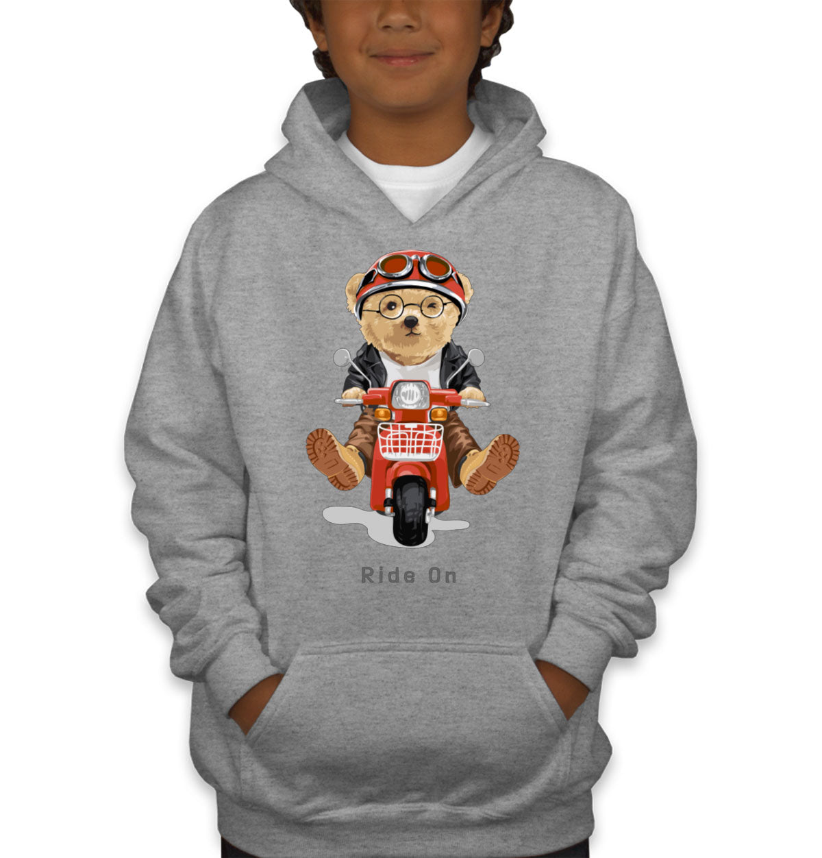 Teddy Bear Ride On Youth Hoodie