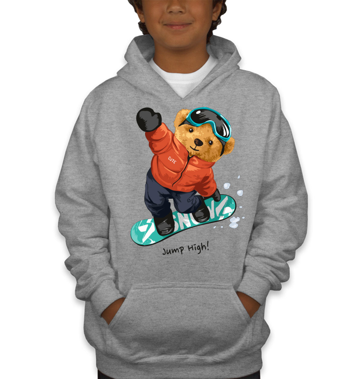 Teddy Bear Ski Board Youth Hoodie
