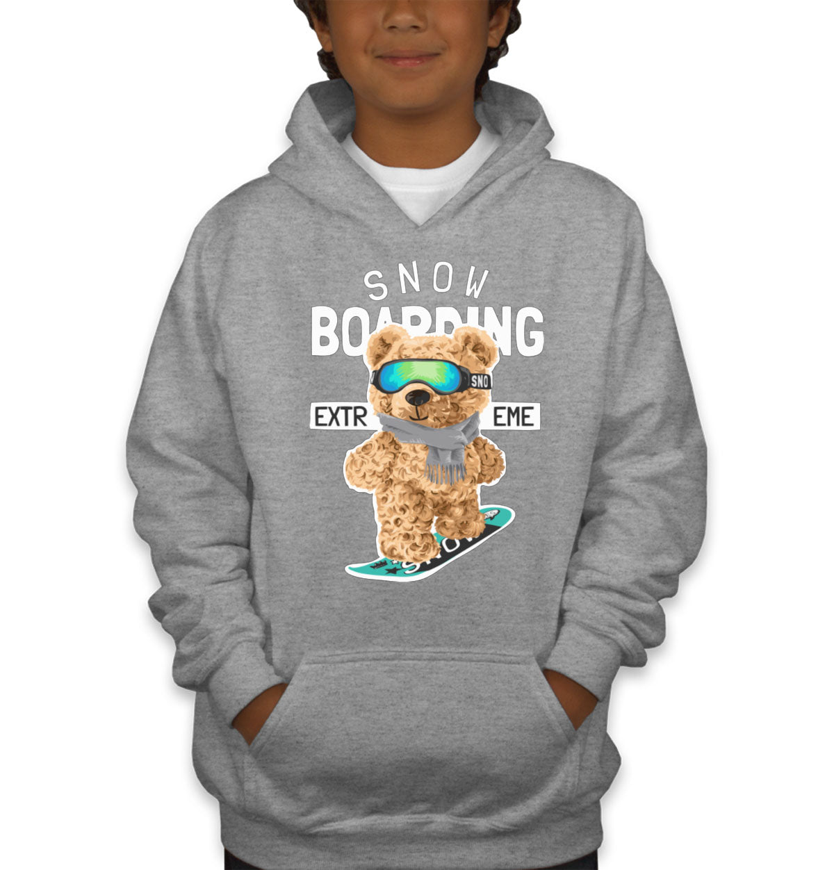 Teddy Bear Extreme Snowboarding Youth Hoodie