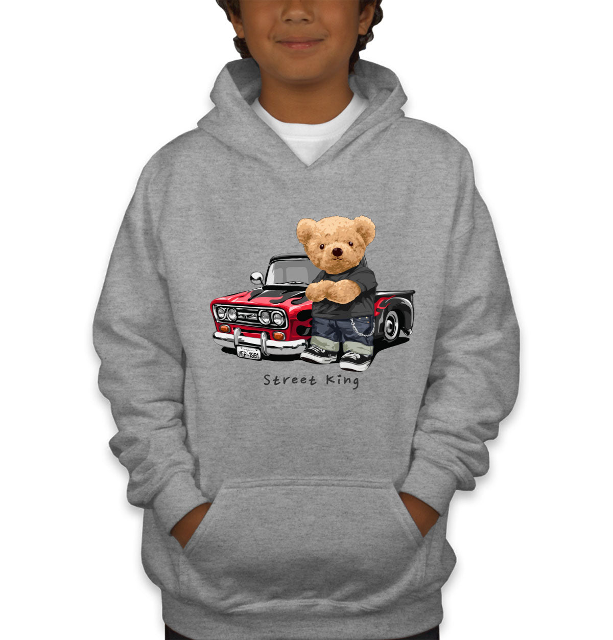 Teddy Bear Street King Youth Hoodie