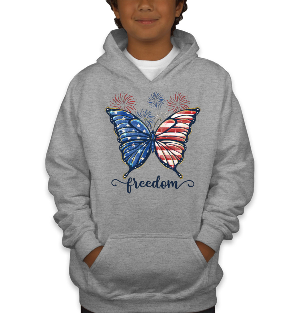 Freedom Butterfly USA Patriotic Youth Hoodie