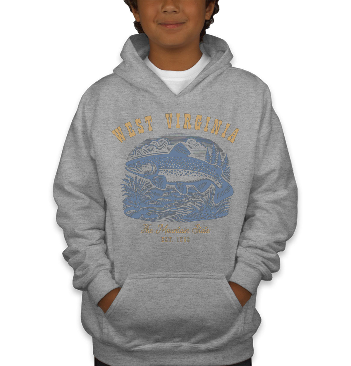 West Virginia State Vintage Youth Hoodie