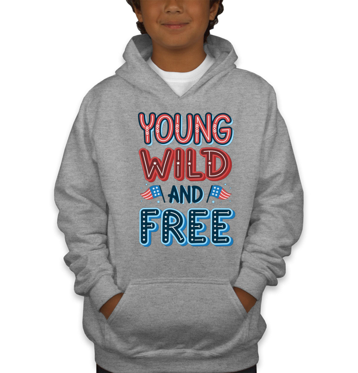 Young Wild And Free Patriotic Youth Hoodie