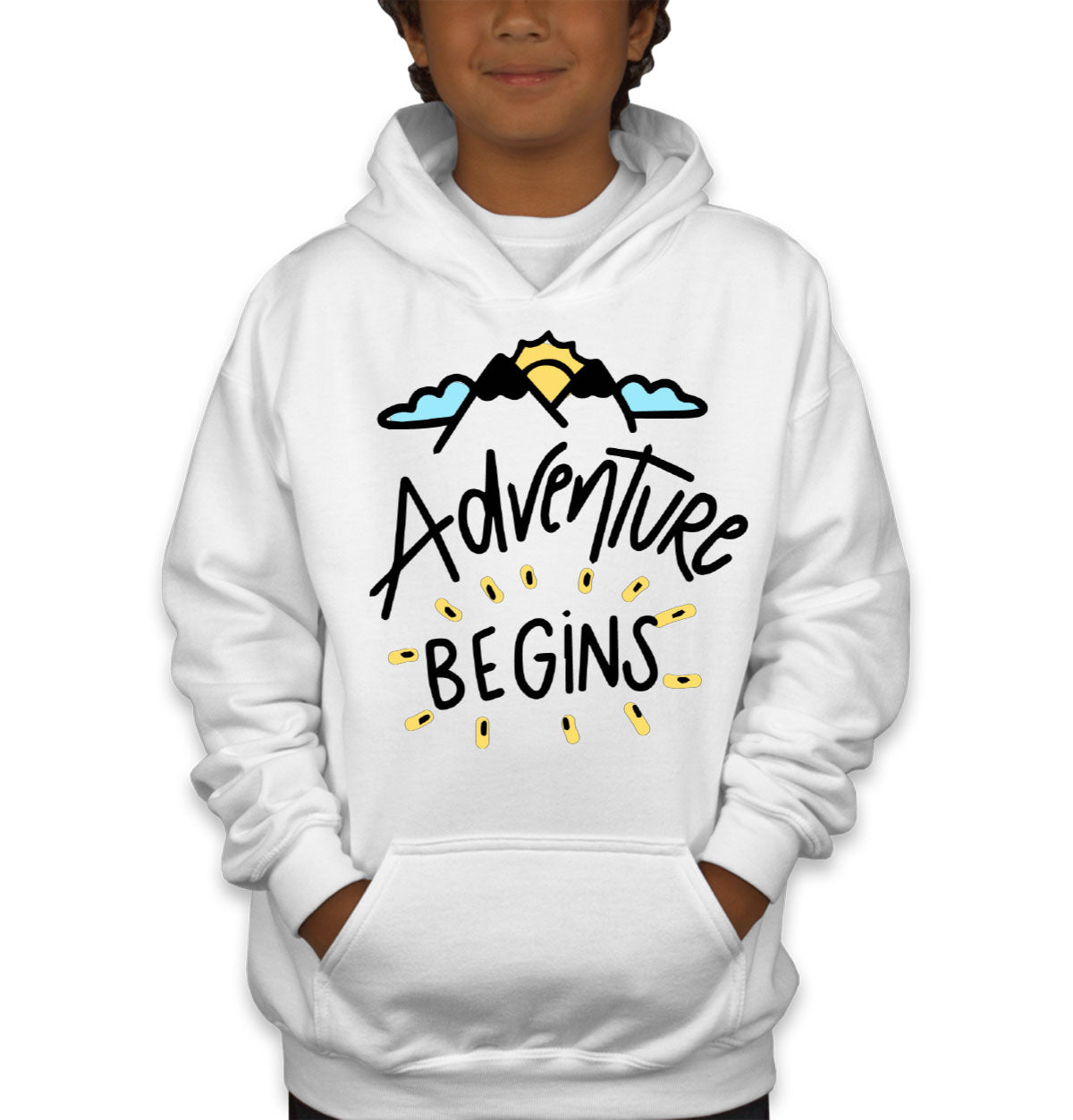 Adventure Begins Camping Youth Hoodie