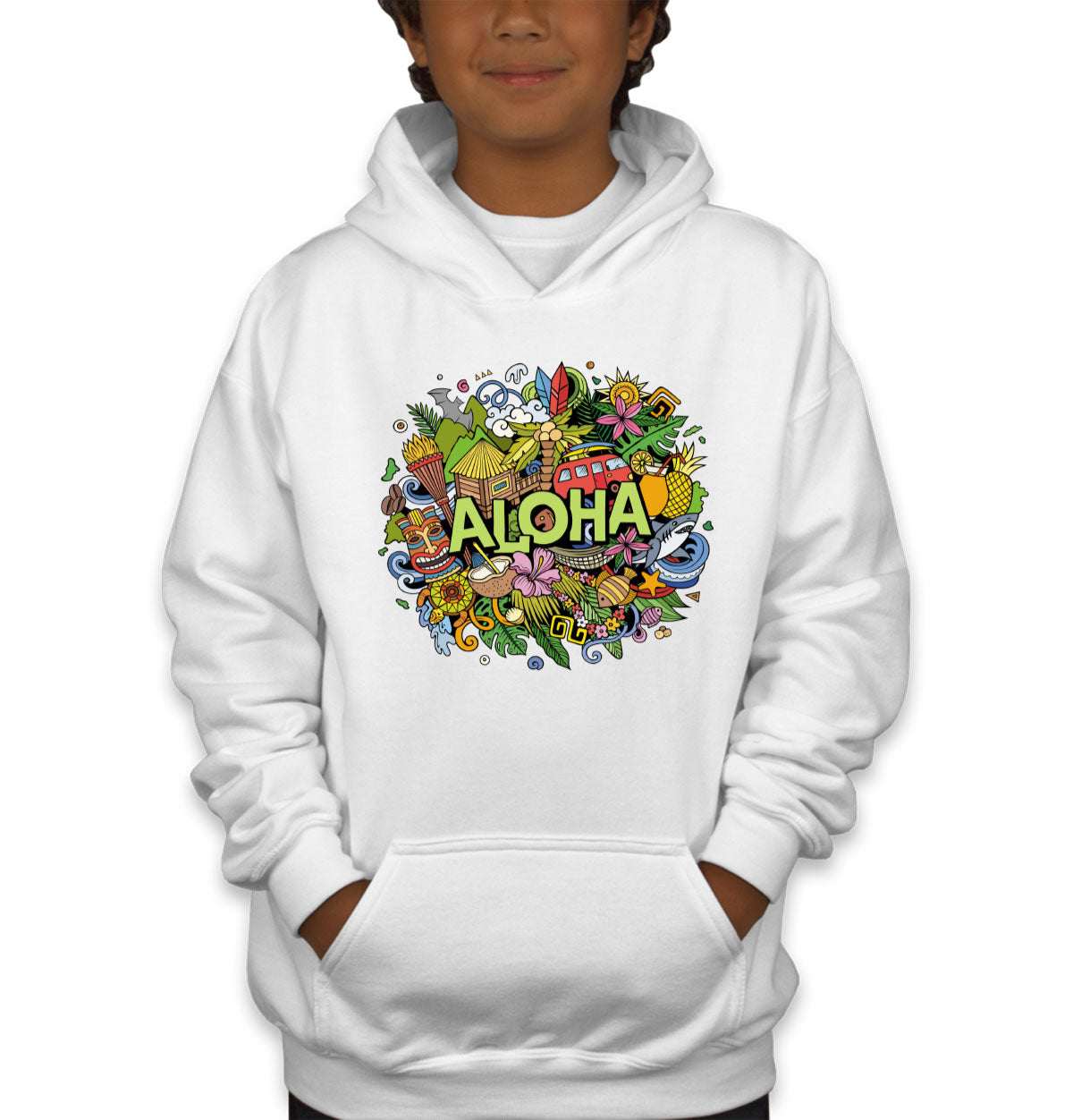 Aloha Hawaii Doodle Youth Hoodie