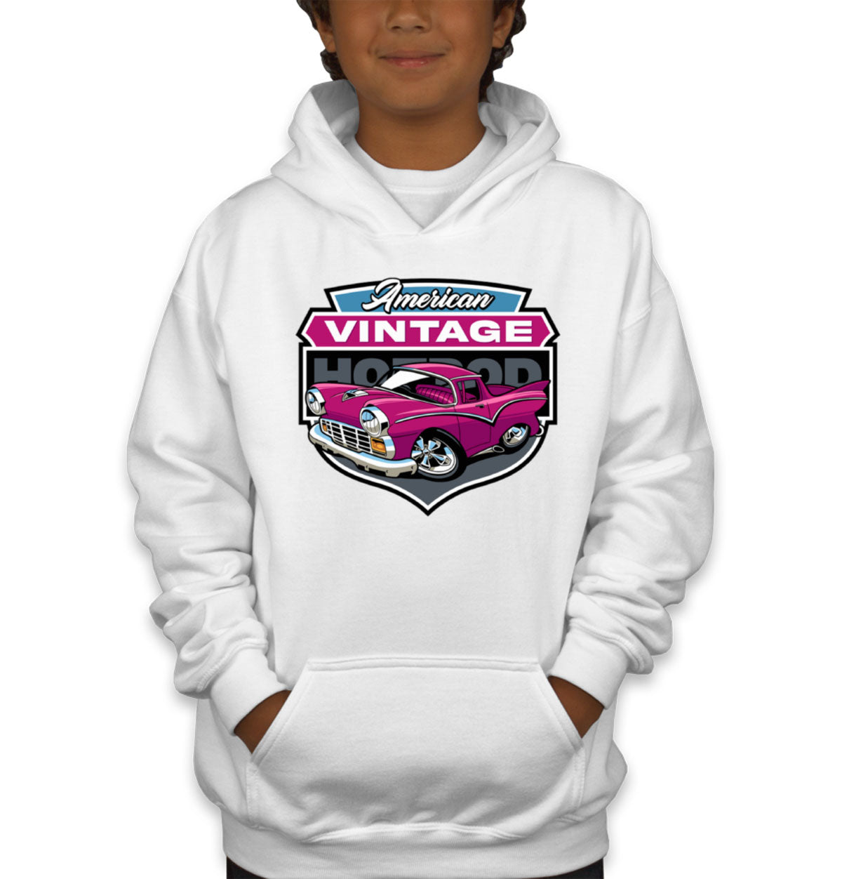 American Vintage Hotrod Car Youth Hoodie