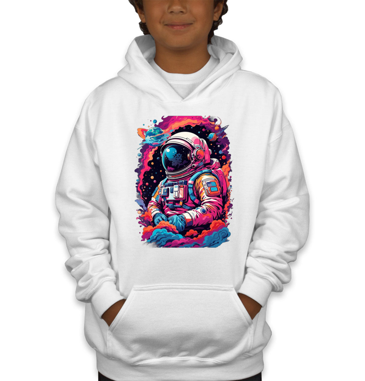 Illustration Colorful Astronaut in the Galaxy Youth Hoodie