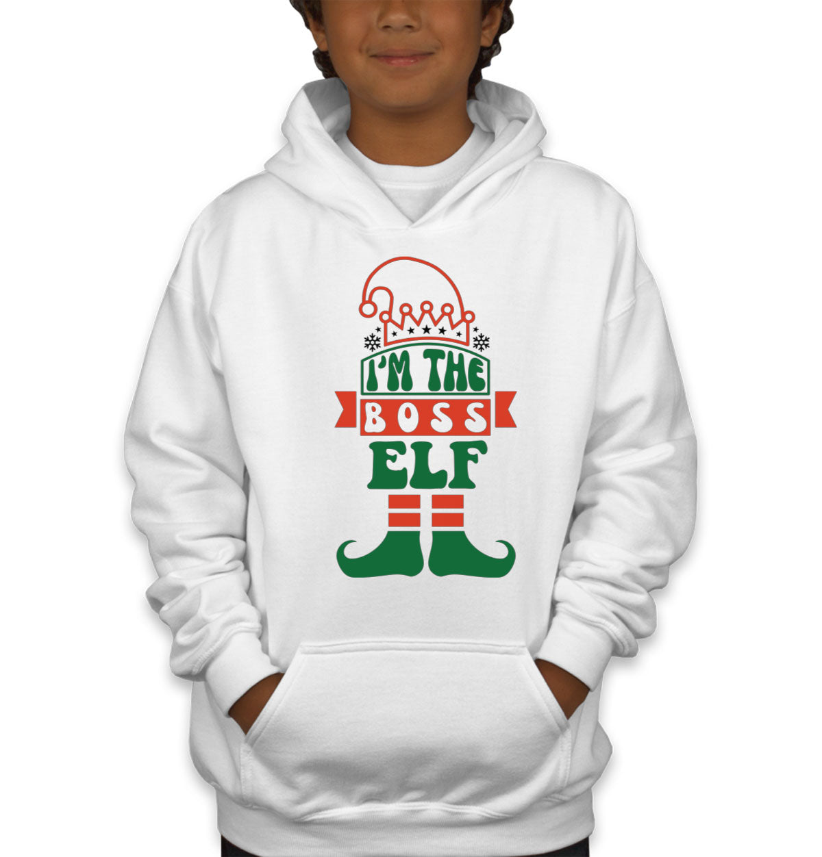 I'm The Boss Elf Christmas Youth Hoodie