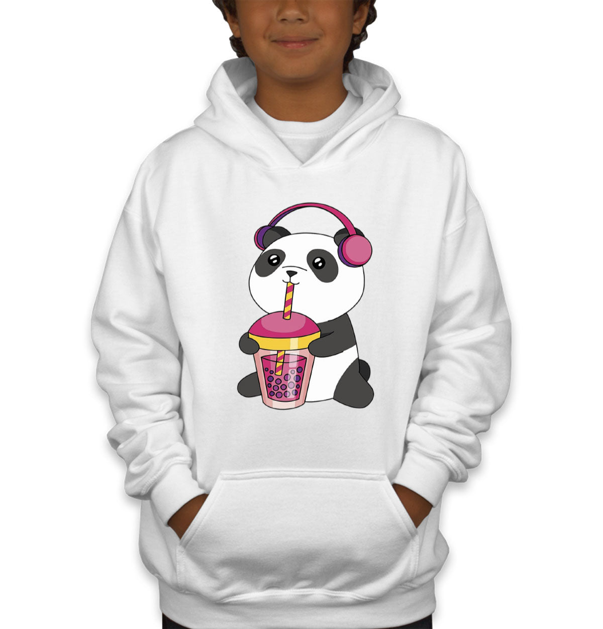 Panda Drinking Bubble Tea Youth Hoodie