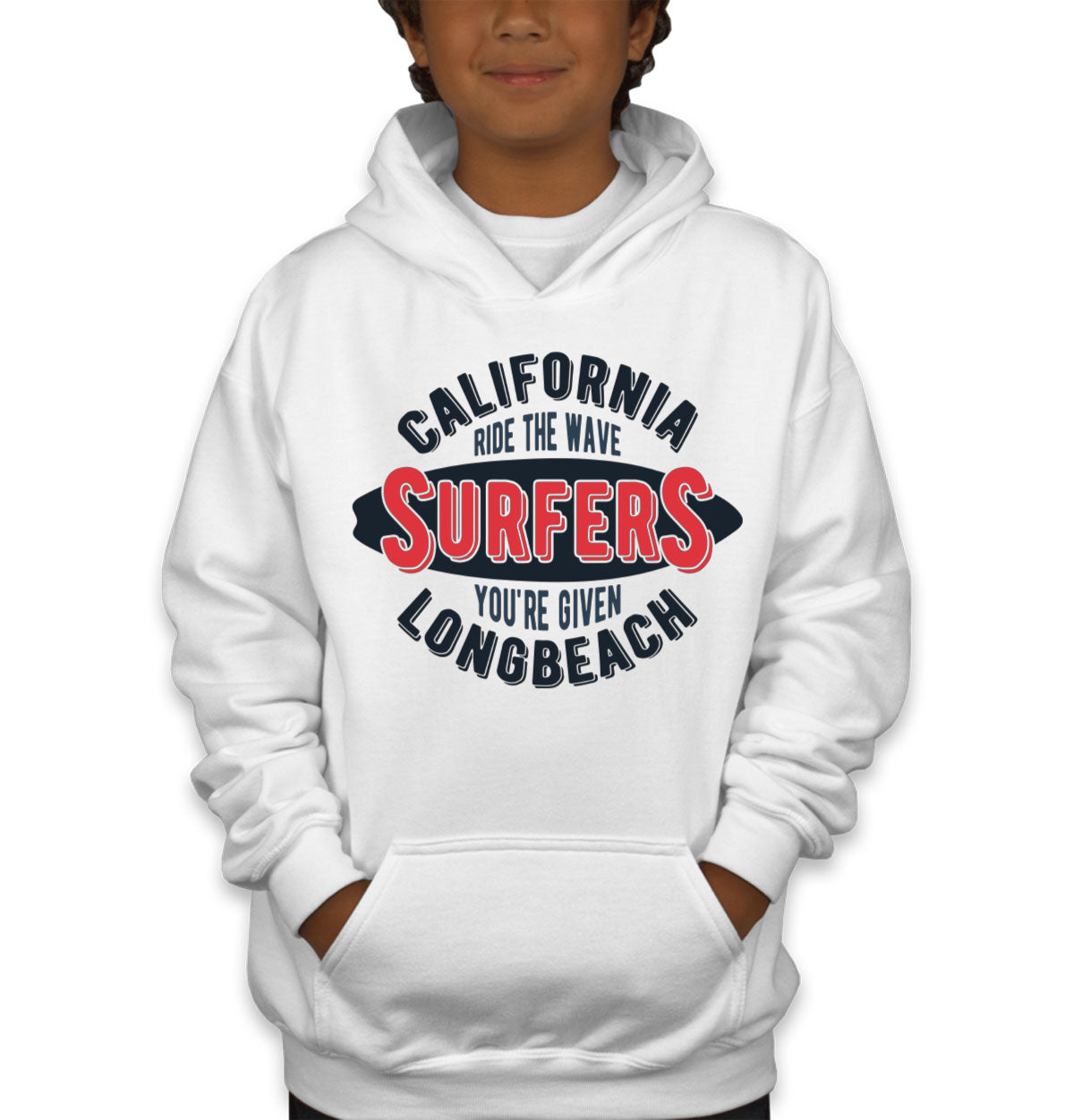 California Ride The Wave Surfers You're Given Long Beach Youth Hoodie
