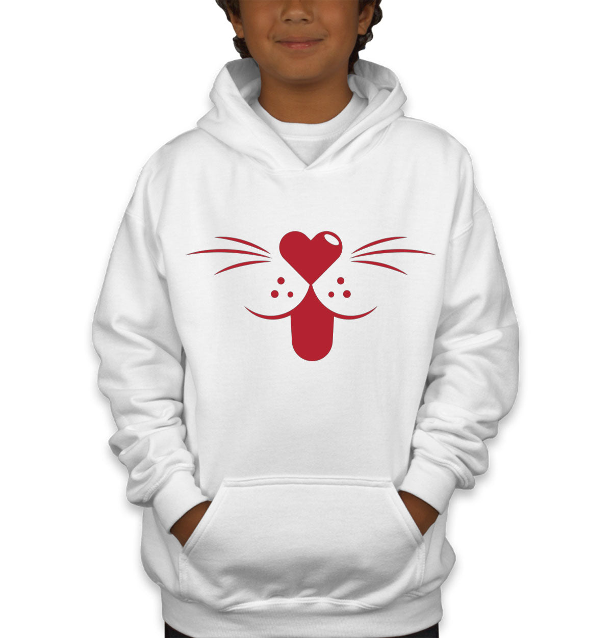 Cartoon Cat Mouth Youth Hoodie