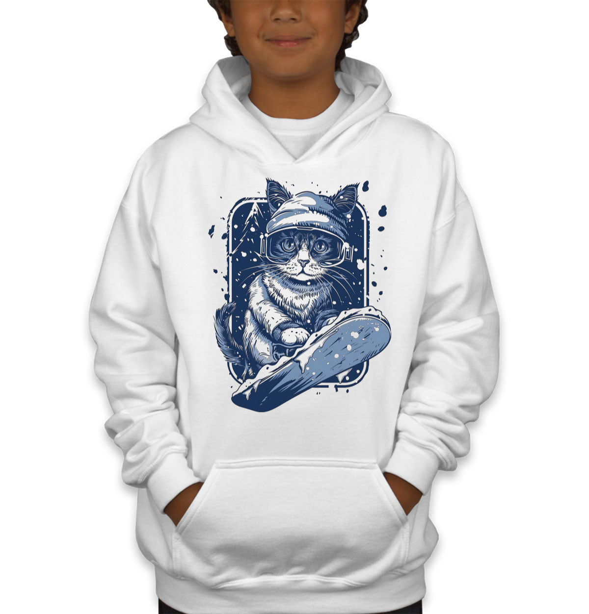 Snowboarding Cat Youth Hoodie