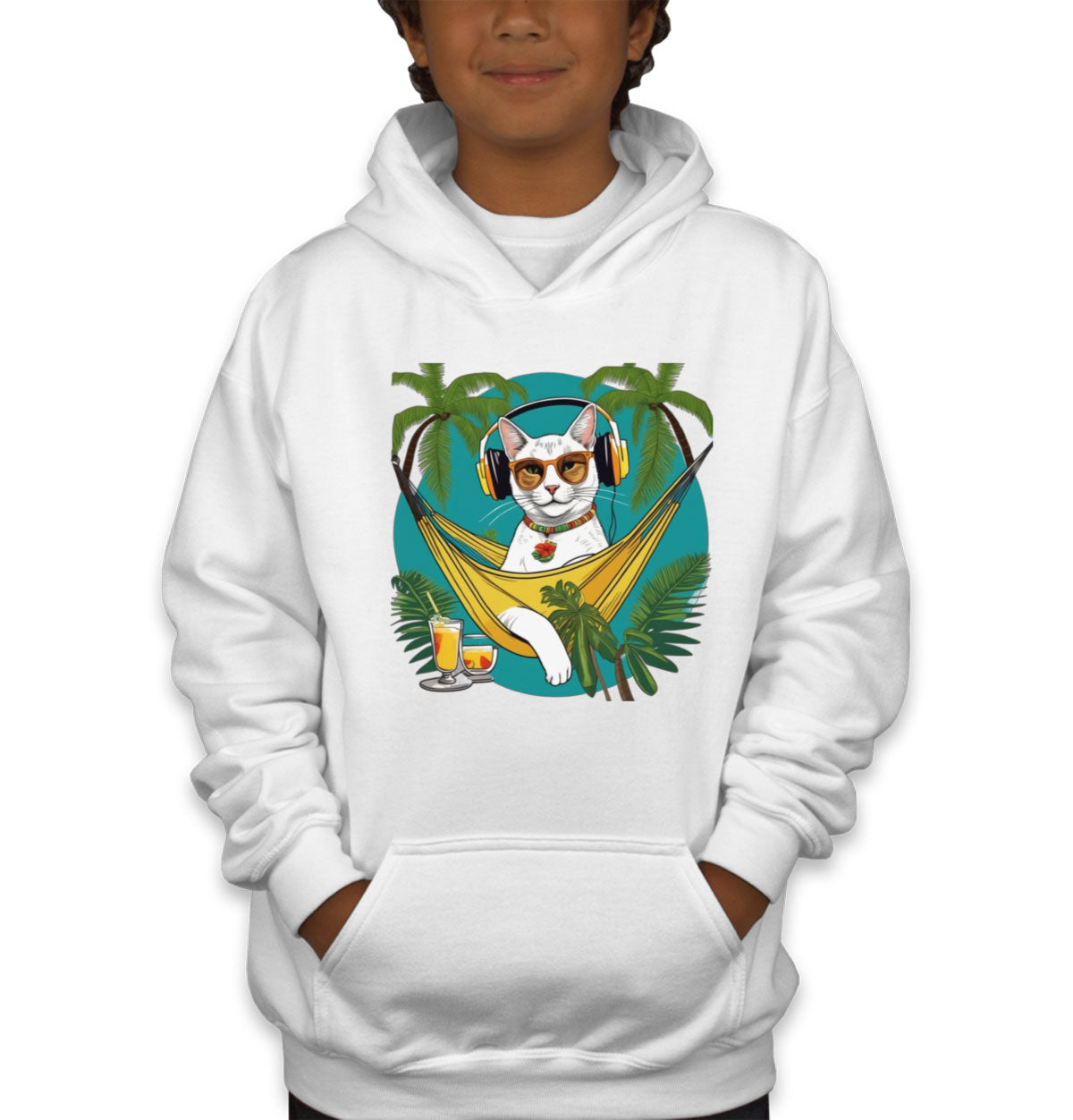 Cat On Vacation Youth Hoodie