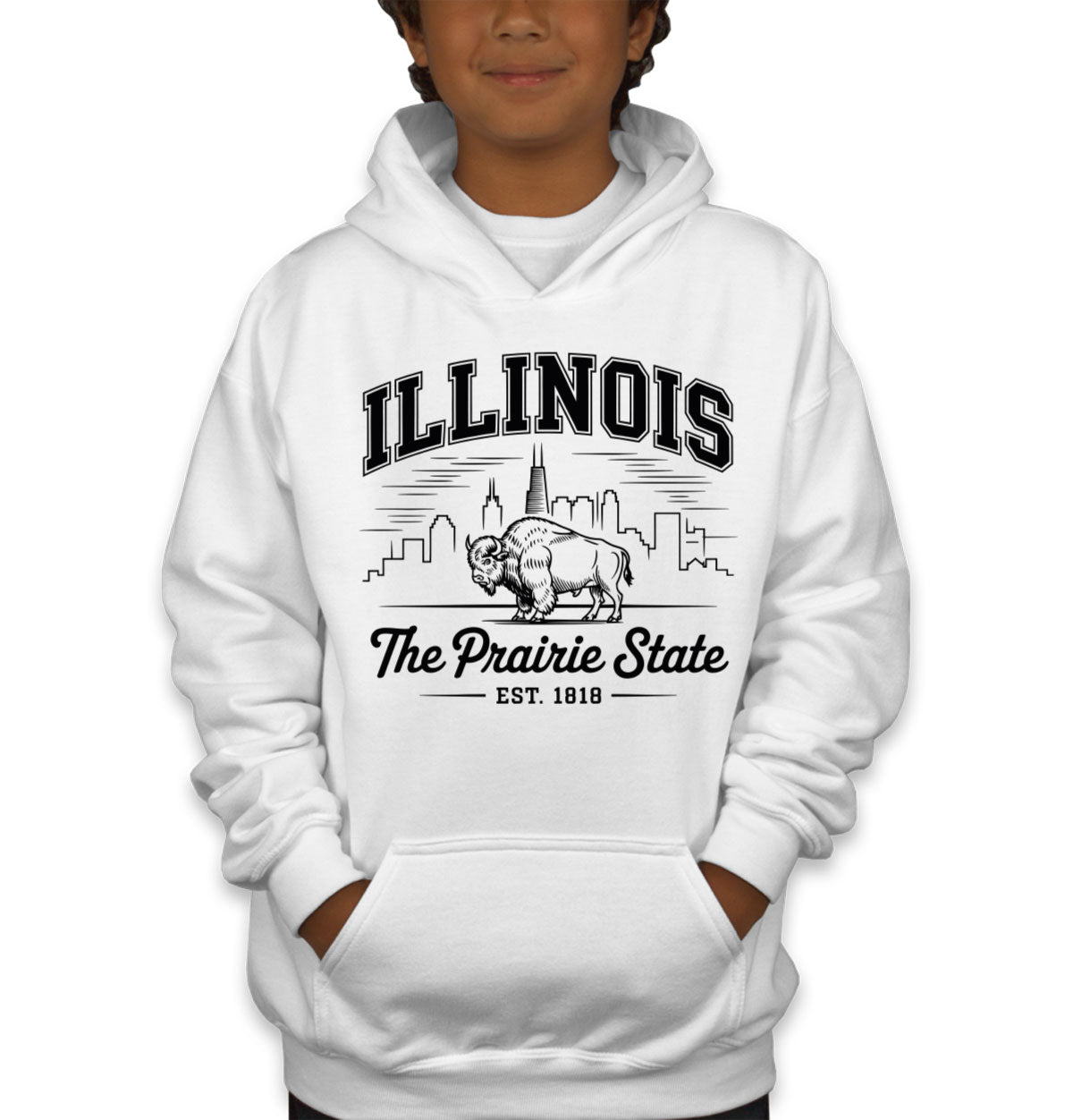 Illinois Cityscape Illustration The Prairie State Youth Hoodie