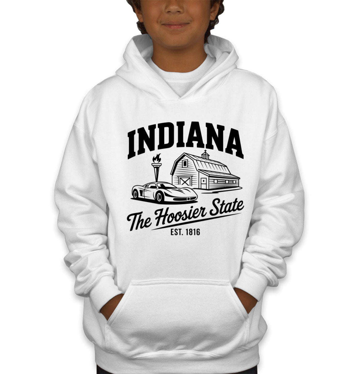 Indiana Cityscape Illustration The Hoosier State Youth Hoodie