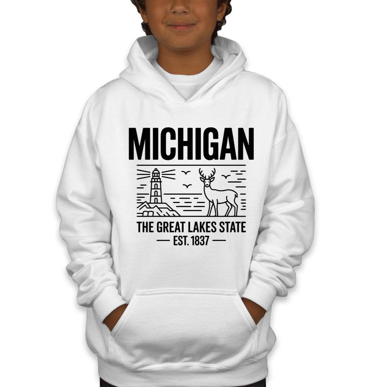 Michigan Cityscape Illustration The Great Lakes State Youth Hoodie