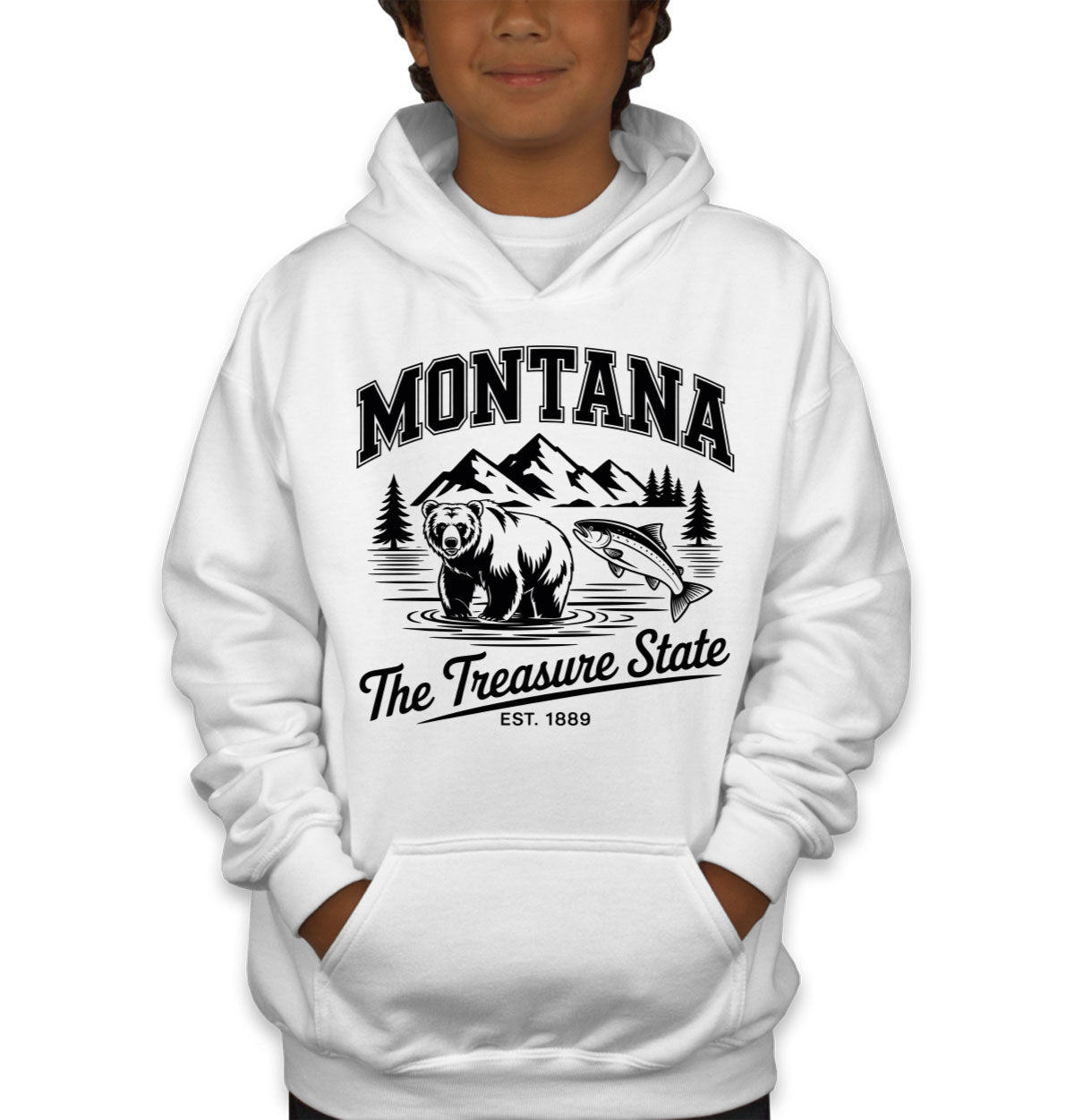 Montana Cityscape Illustration The Treasure State Youth Hoodie