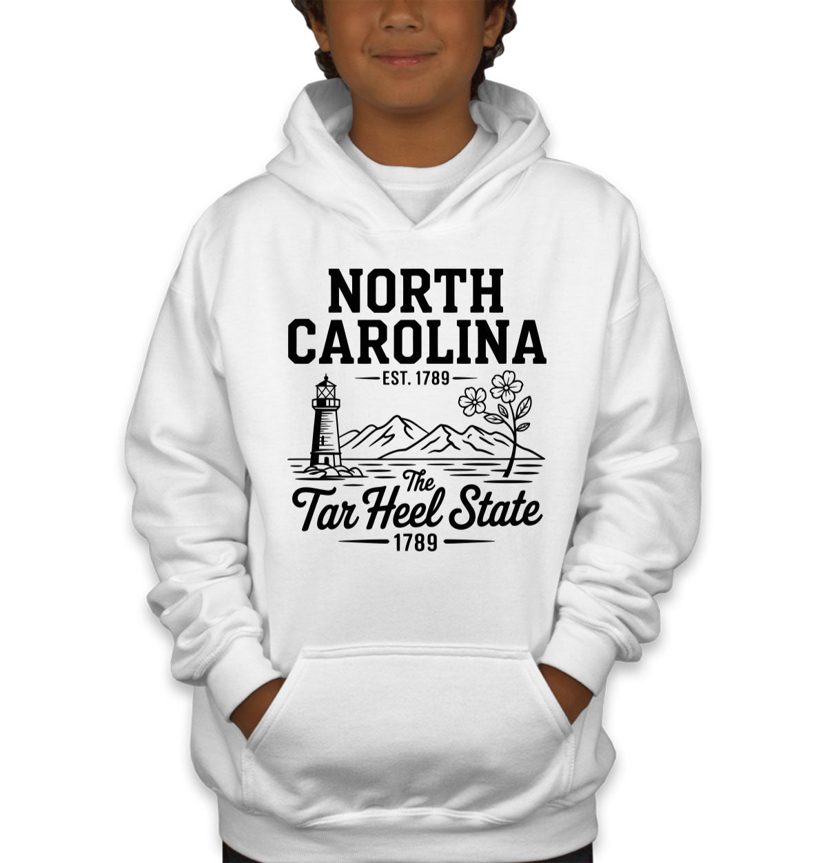 North Carolina Cityscape Illustration The Tar Heel State Youth Hoodie