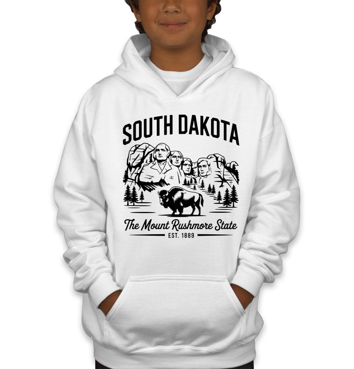 South Dakota Cityscape Illustration The Mount Rushmore State Youth Hoodie