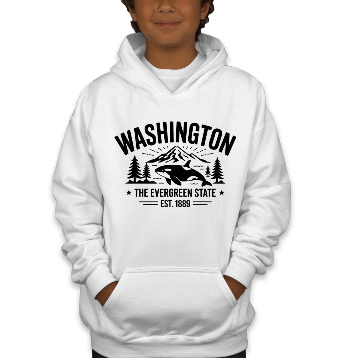 Washington Cityscape Illustration The Evergreen State Youth Hoodie