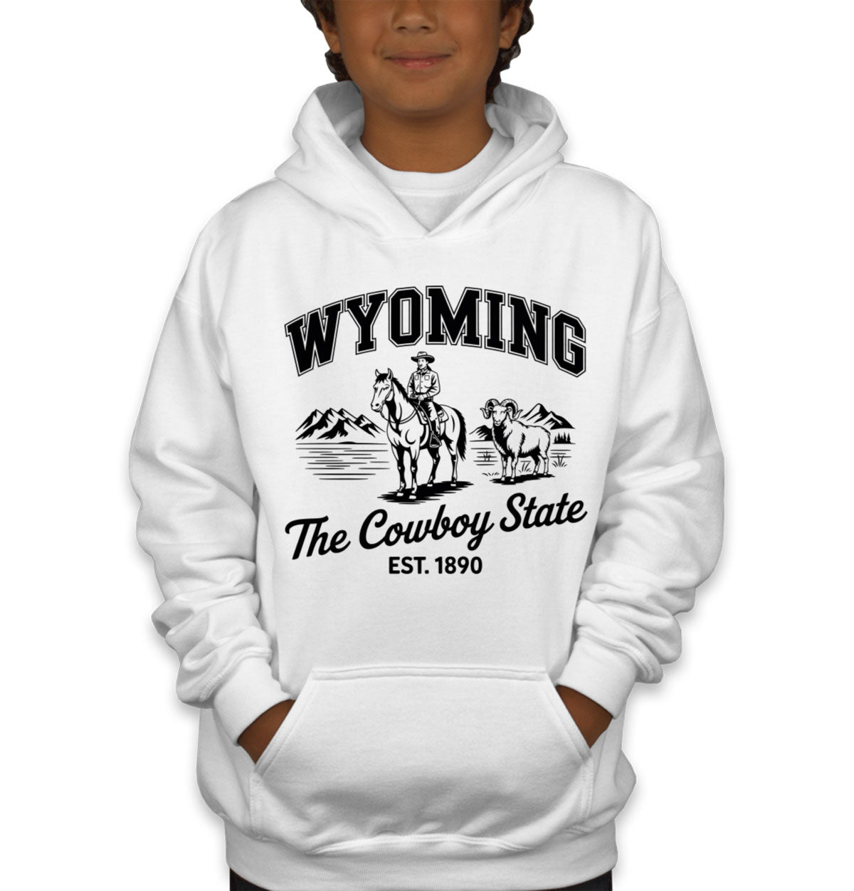 Wyoming Cityscape Illustration The Cowboy State Youth Hoodie
