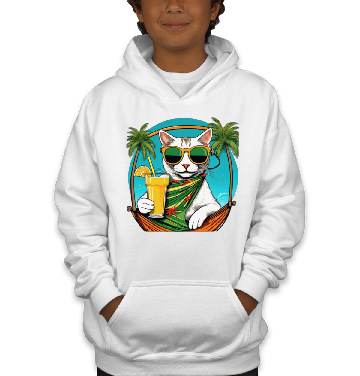 Cool Cat With Sunglasses Youth Hoodie