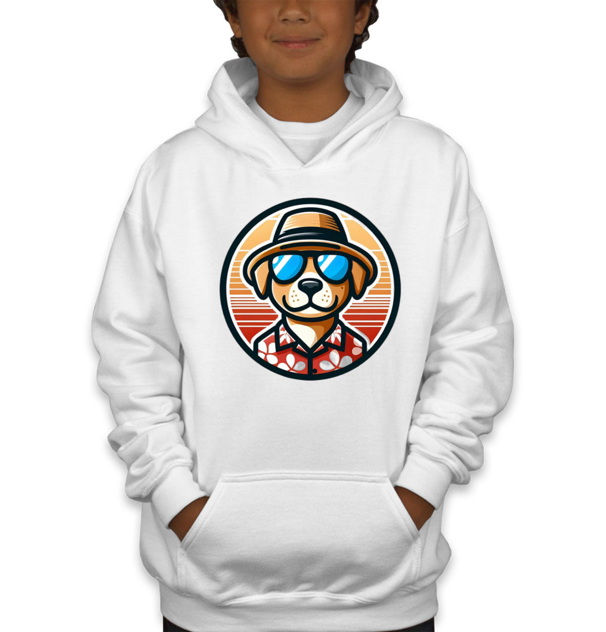 Cool Dog With Hat And Sunglasses Youth Hoodie