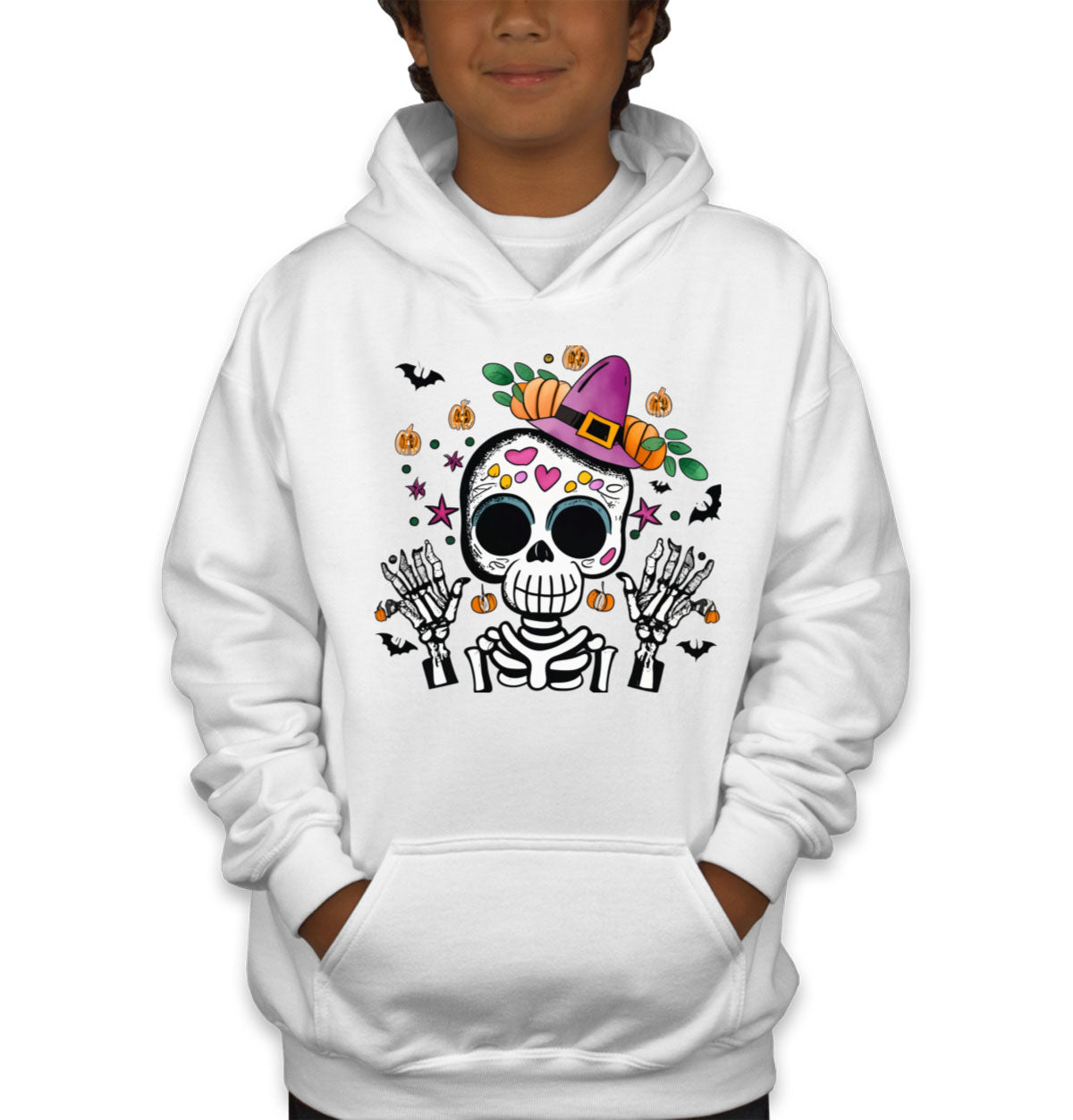 Cute Skeleton Halloween Youth Hoodie