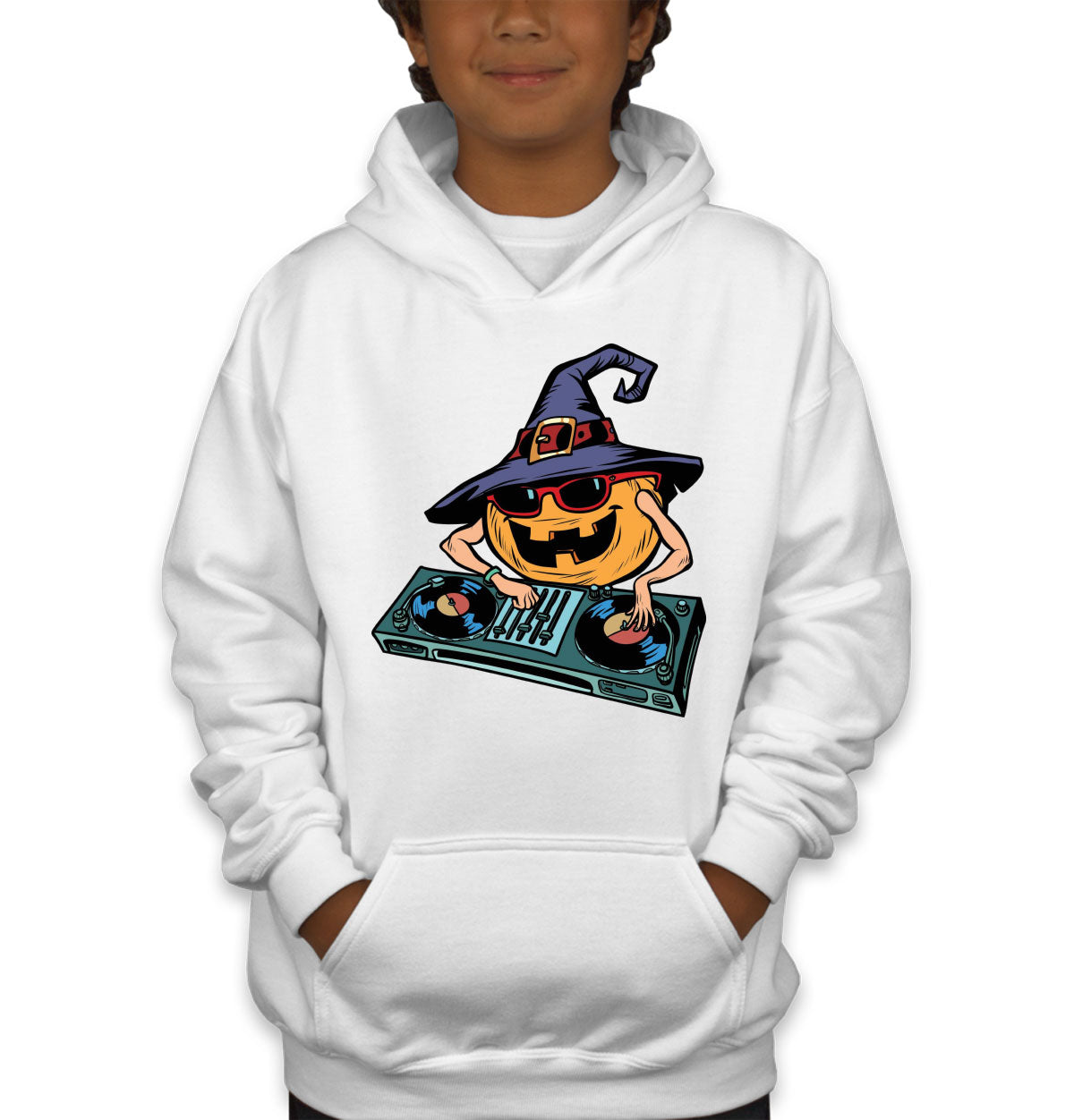 DJ Pumpkin Halloween Youth Hoodie