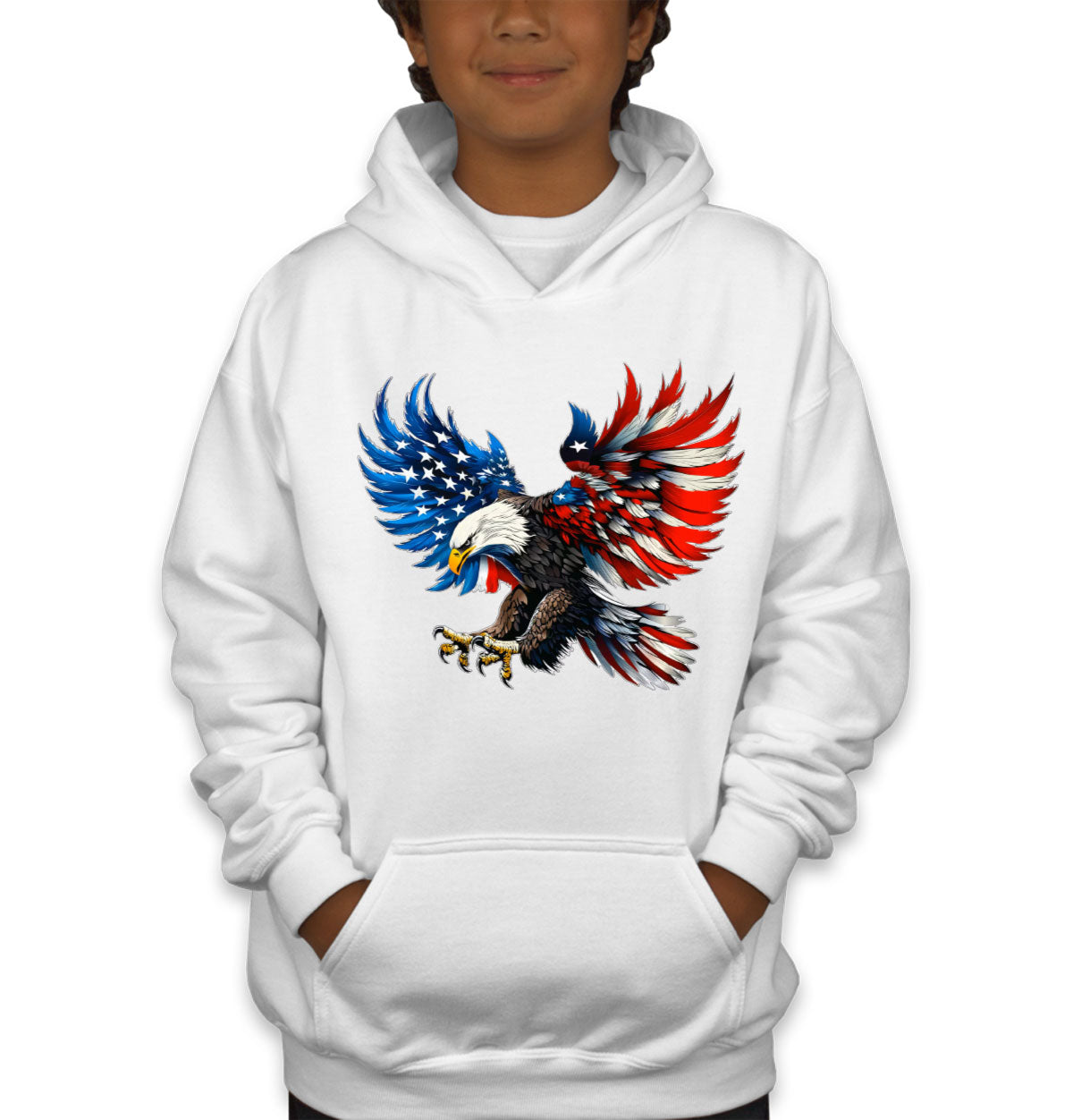 American Eagle Flag Independence Day Patriotic Youth Hoodie