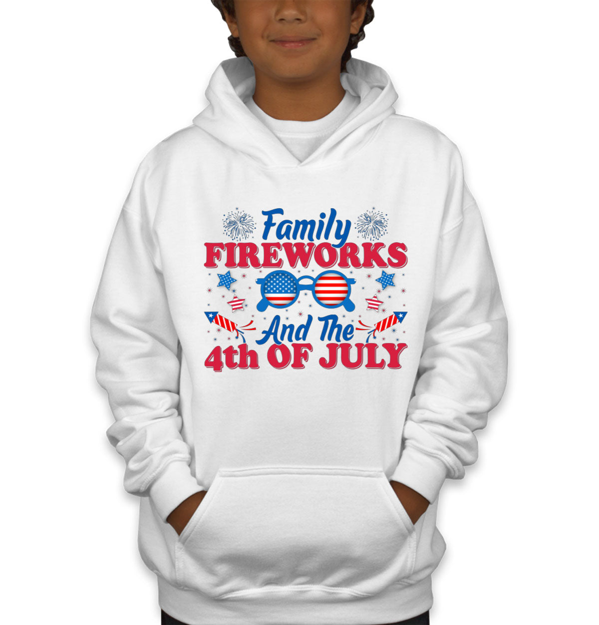 Family Fireworks And The 4th Of July Independence Day Patriotic Youth Hoodie