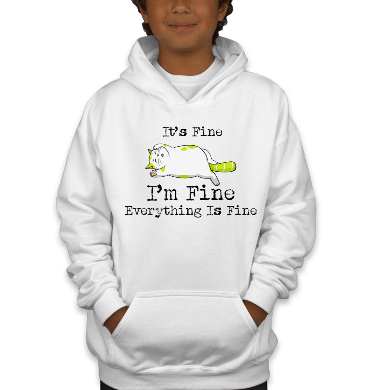 It's Fine I'm Fine Everything Is Fine Cat Youth Hoodie