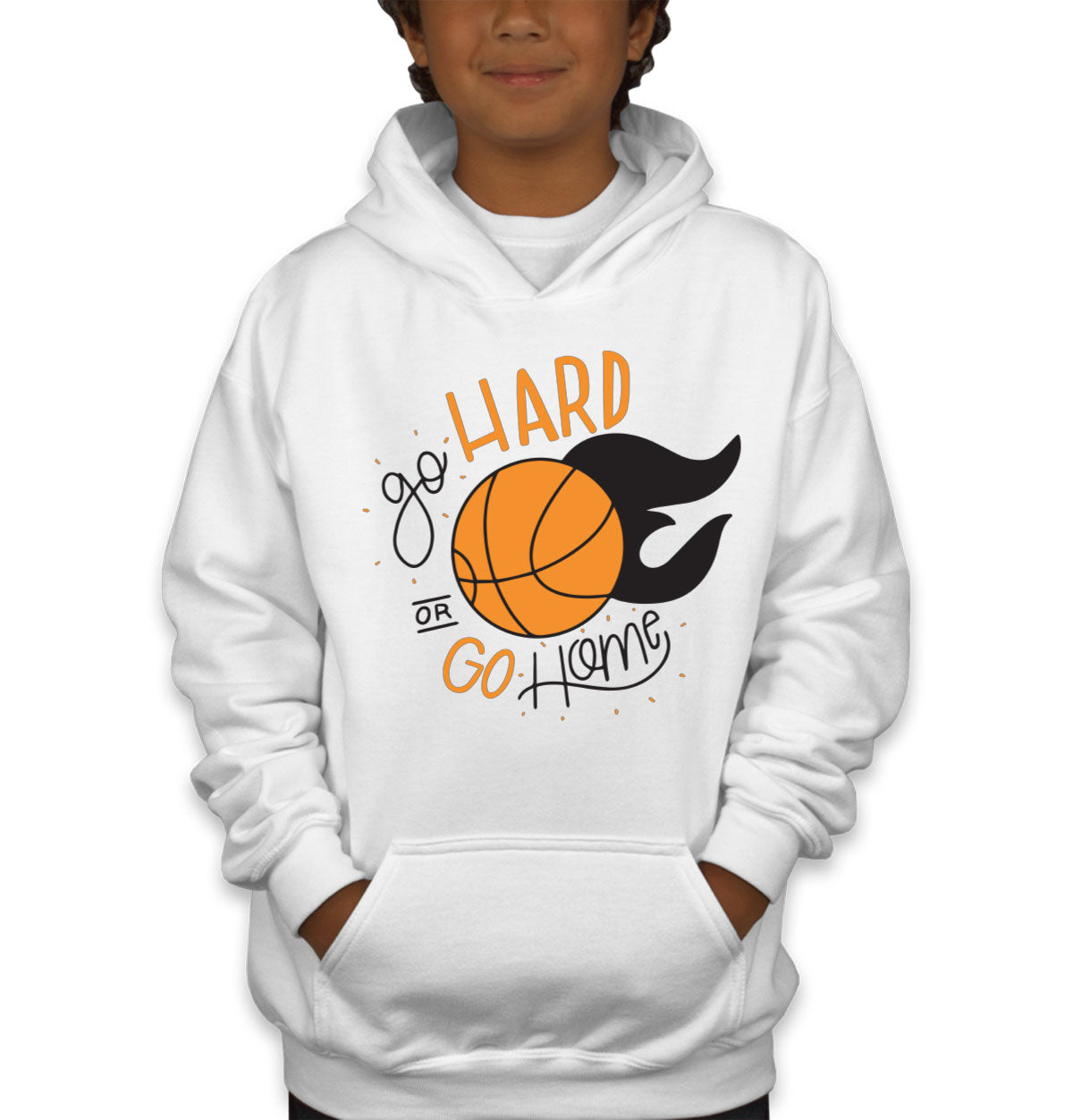 Go Hard Or Go Home Basketball Youth Hoodie