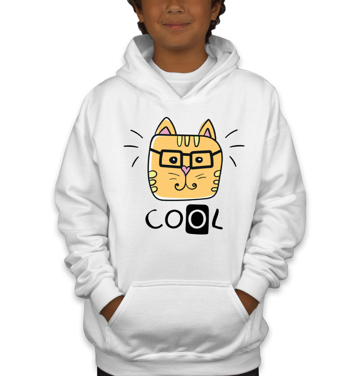 Handdrawing Cool Cat Youth Hoodie