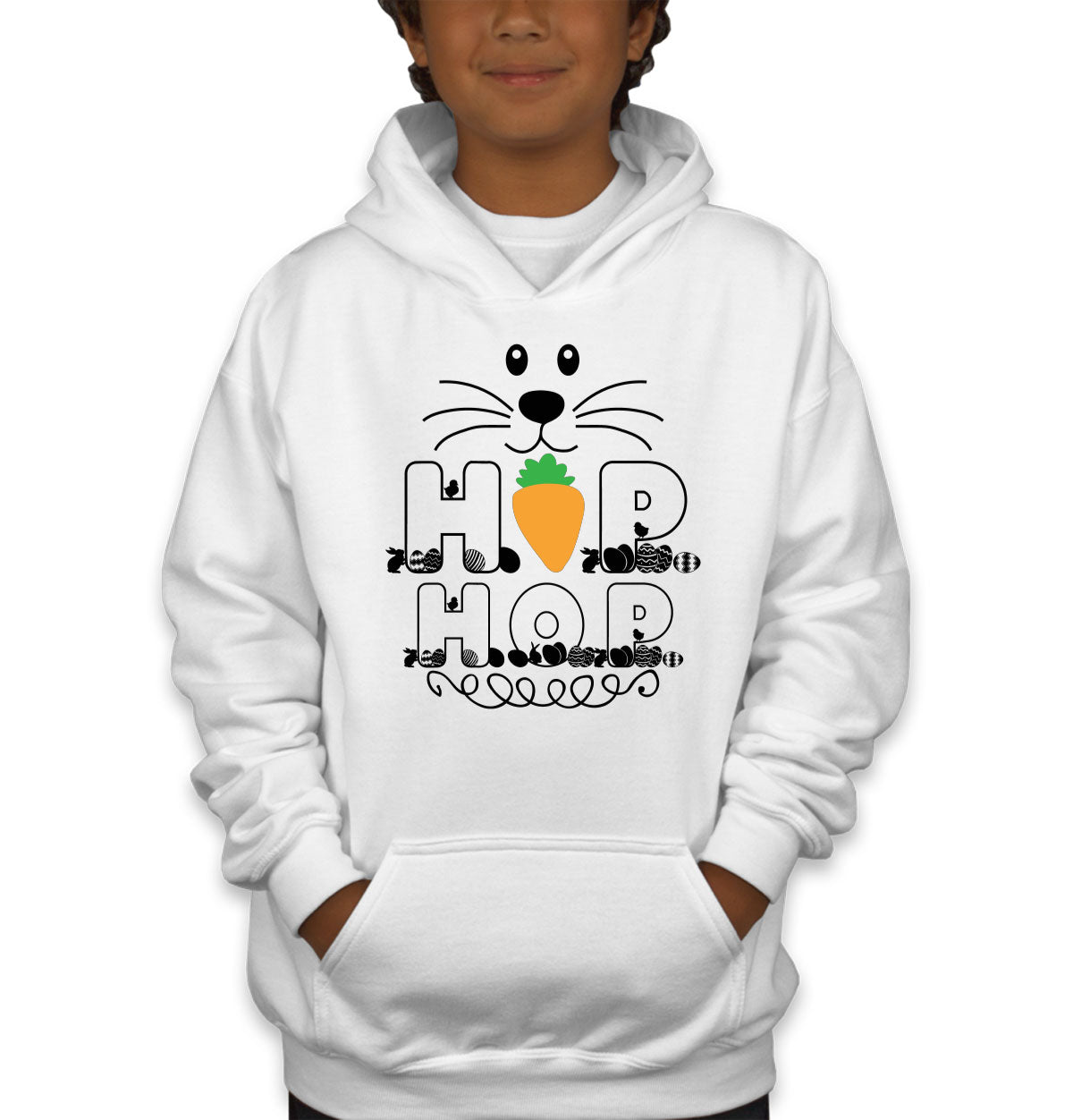 Hop Hop Bunny Easter Youth Hoodie