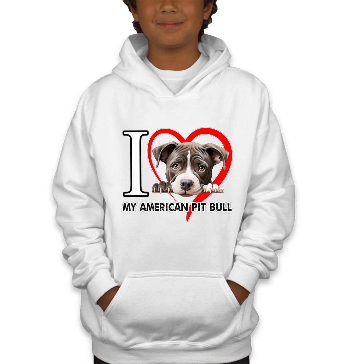 I Love My American Pitpull Dog Youth Hoodie