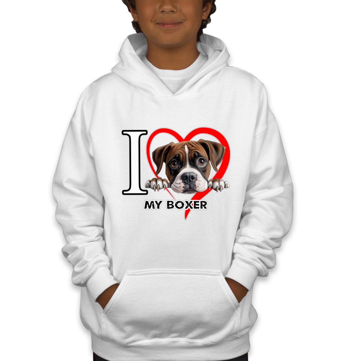 I Love My Boxer Dog Youth Hoodie