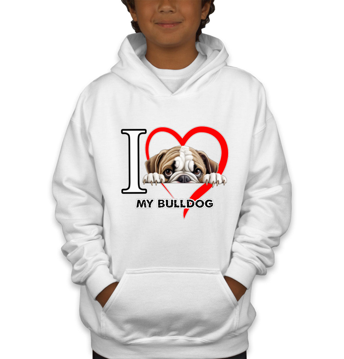 I Love My Bulldog Dog Youth Hoodie