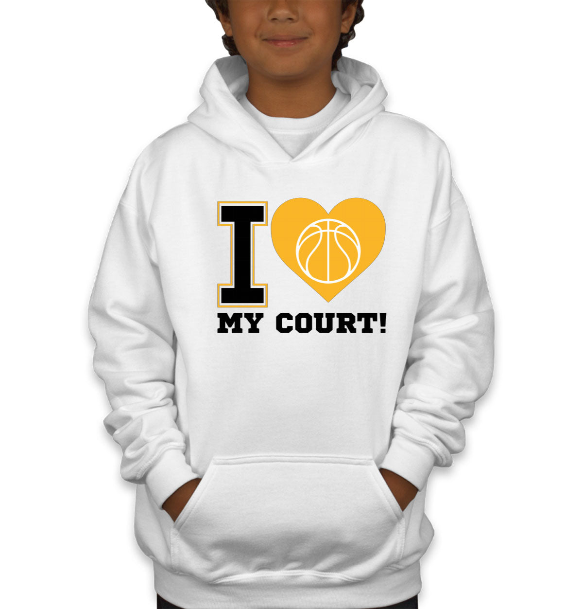 I Love My Court Basketball Youth Hoodie