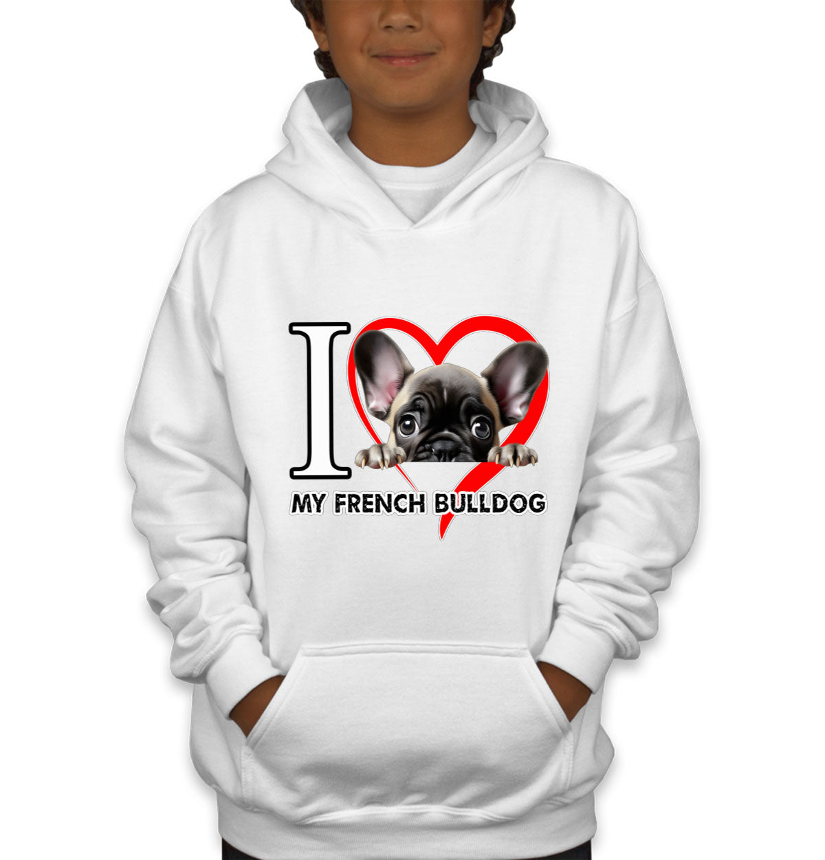 I Love My French Bulldog Dog Youth Hoodie