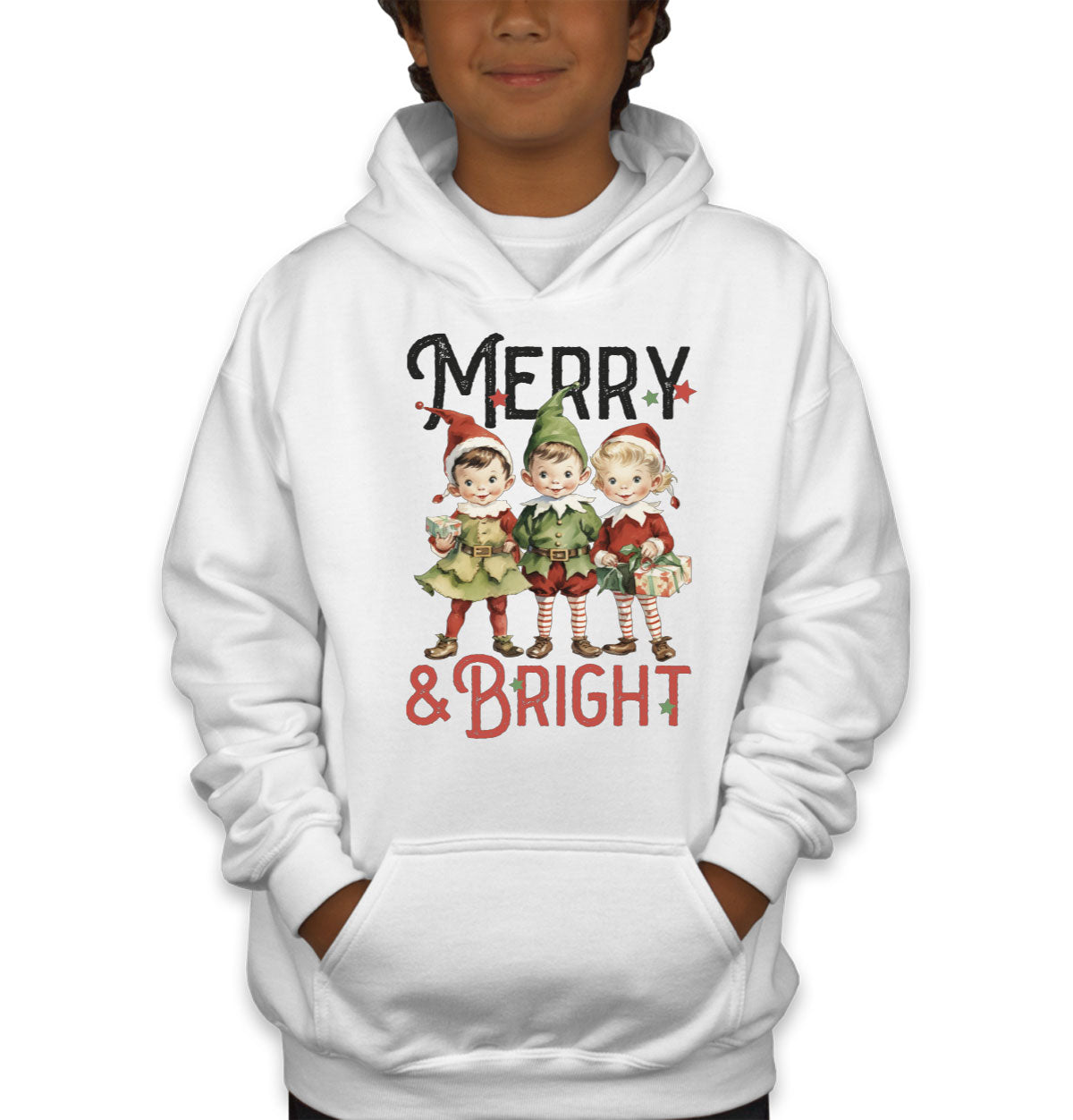Merry And Bright Christmas Youth Hoodie