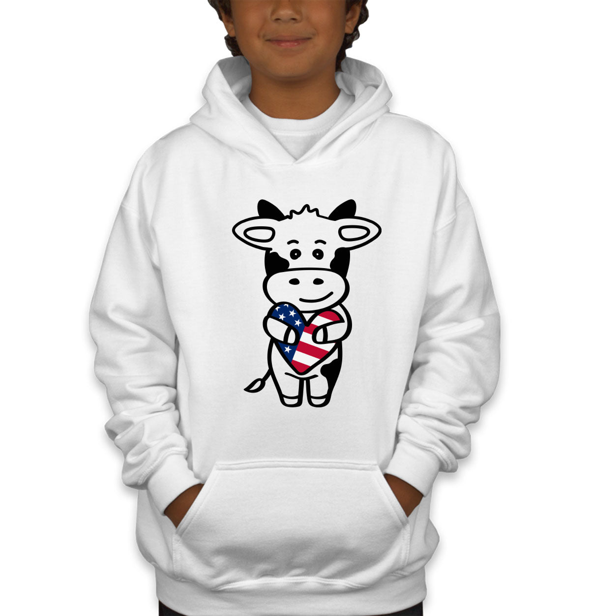 American Cow Patriotic Youth Hoodie