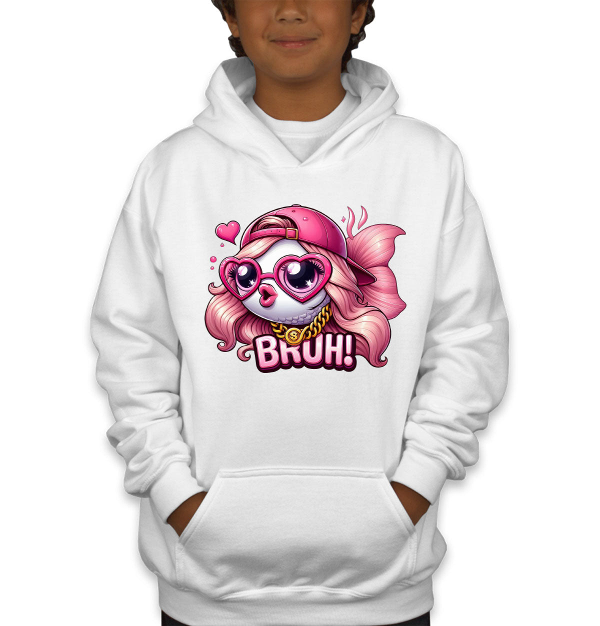 Pink Bass Fishing Youth Hoodie