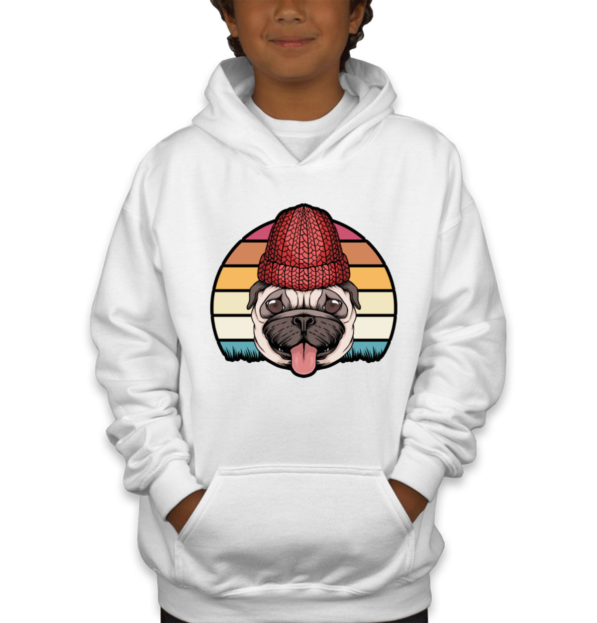 Retro Pug Dog Vintage Youth Hoodie