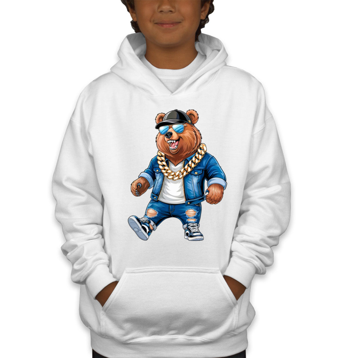 Cool Rapper Bear Youth Hoodie